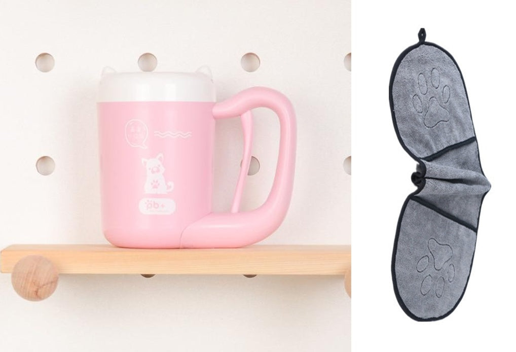 Taza para limpiar las patas de las mascotas