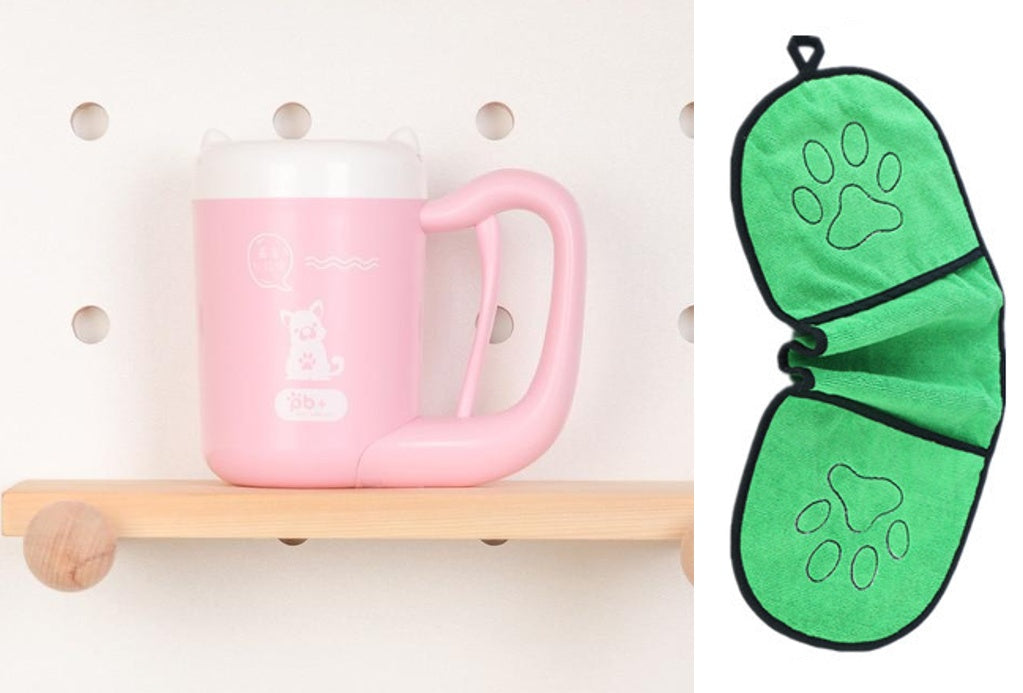 Taza para limpiar las patas de las mascotas