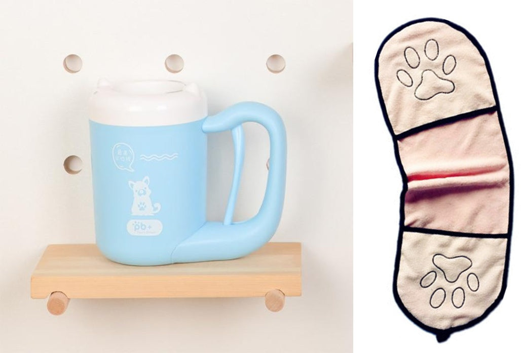 Taza para limpiar las patas de las mascotas