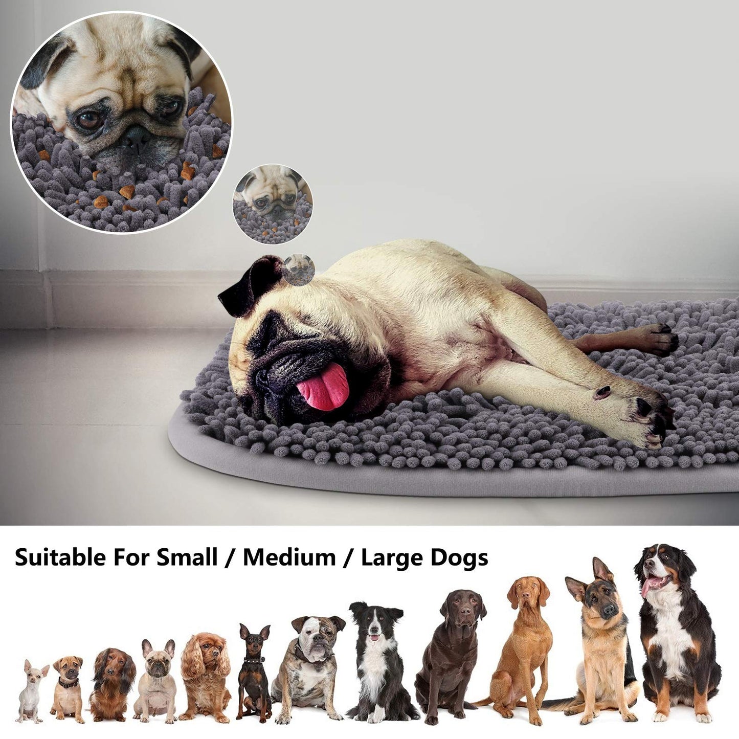 Snuffle Mat for Dogs, 17'' x 21'' Dog Sniffing Interactive Feeding Game Boredom, Puzzle Toys Encourages Natural Foraging Skills and Stress Relief Small/Medium/Large Dogs